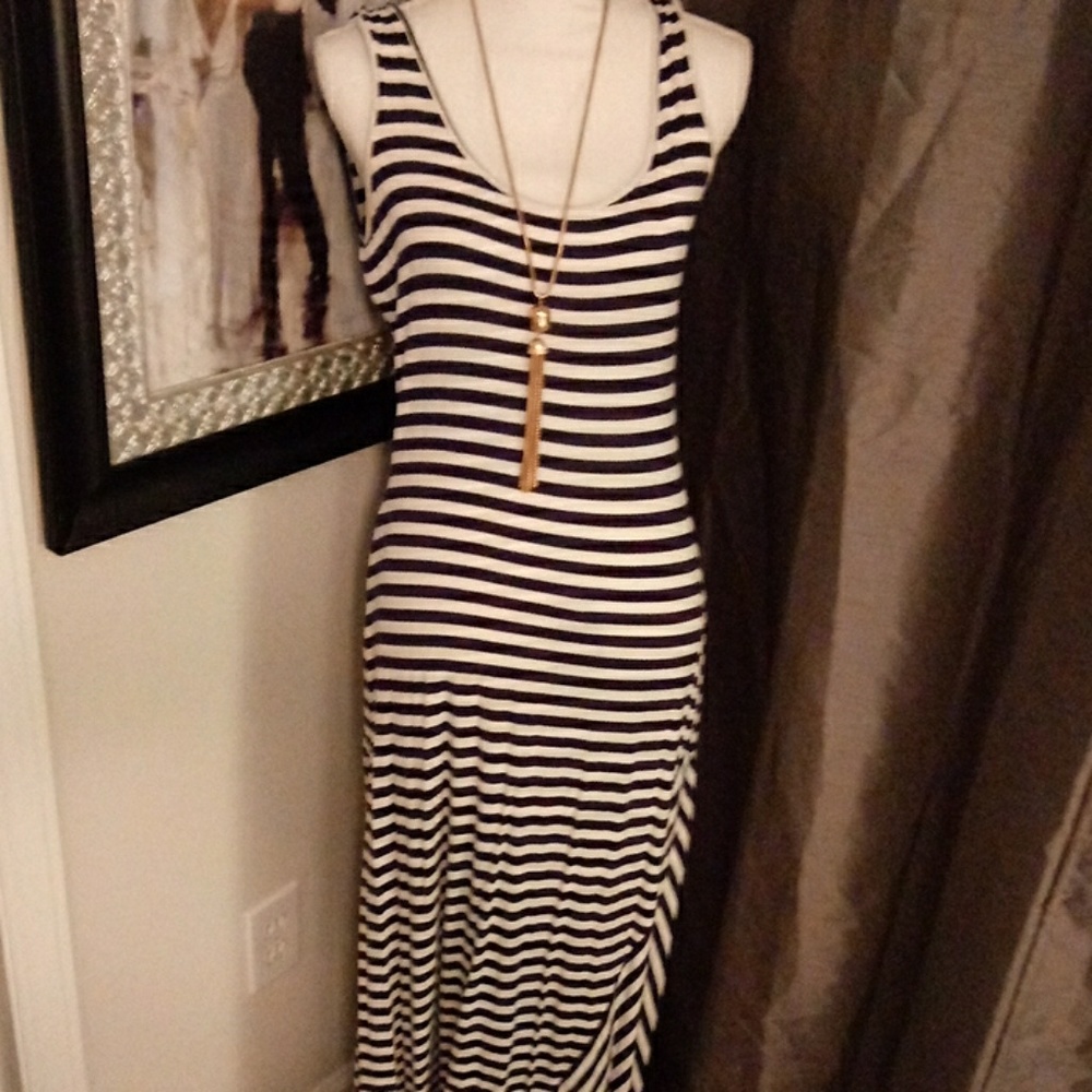 Calvin Klein Navy Striped Maxi Dress